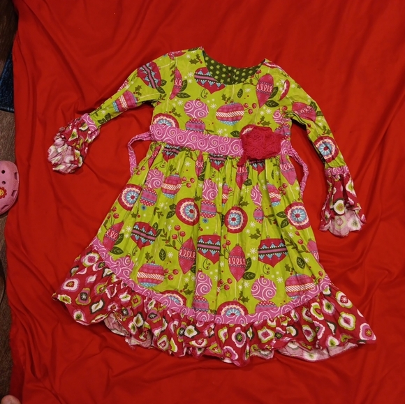 Jelly The Pug-sz 5 5-Dress-Christmas-Holiday-Christmas Tree Balls-Full Skirt - Picture 2 of 4